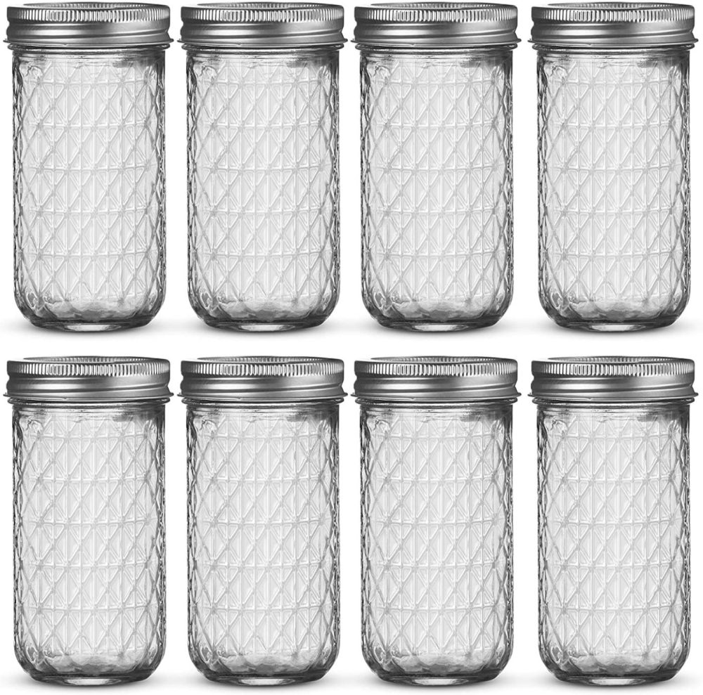 Kitchen & Dining |  Ball Regular Mouth Mason Jars 8 Oz [8 Pack] Ball Jelly Jars With Lids 8 Oz. For Canning, Fermenting, Conserving Syrups, Sauces, Jams, Baby Foods – Microwave/Freeze/Dishwasher Safe + Sewanta Jar Opener Cookware Cookware