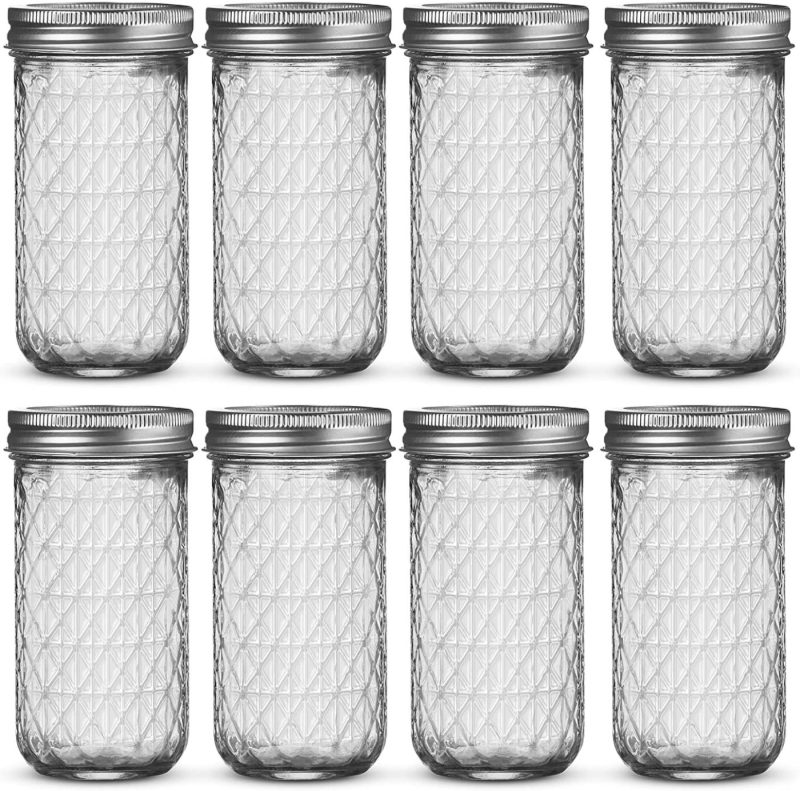 Kitchen & Dining |  Ball Regular Mouth Mason Jars 8 Oz [8 Pack] Ball Jelly Jars With Lids 8 Oz. For Canning, Fermenting, Conserving Syrups, Sauces, Jams, Baby Foods – Microwave/Freeze/Dishwasher Safe + Sewanta Jar Opener Cookware Cookware