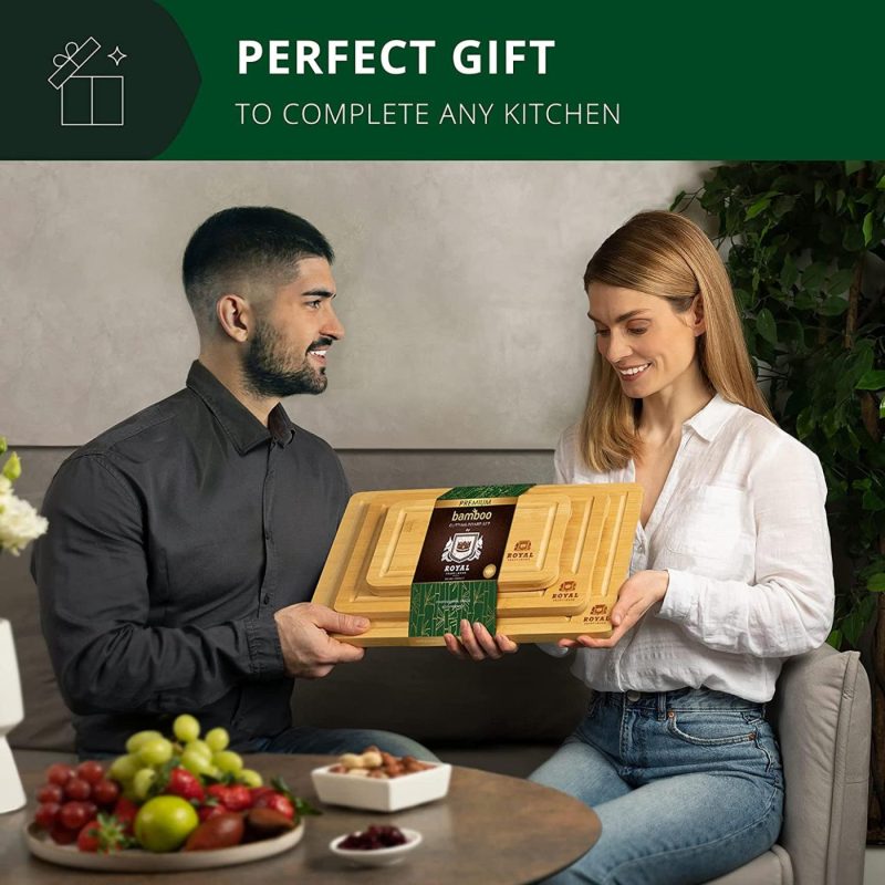 Kitchen & Dining |  Bamboo Cutting Board Set With Juice Groove (3 Pieces) – Kitchen Chopping Board For Meat (Cutting Board) Cheese And Vegetables (Natural) Cutlery & Knife Accessories Cutlery & Knife Accessories