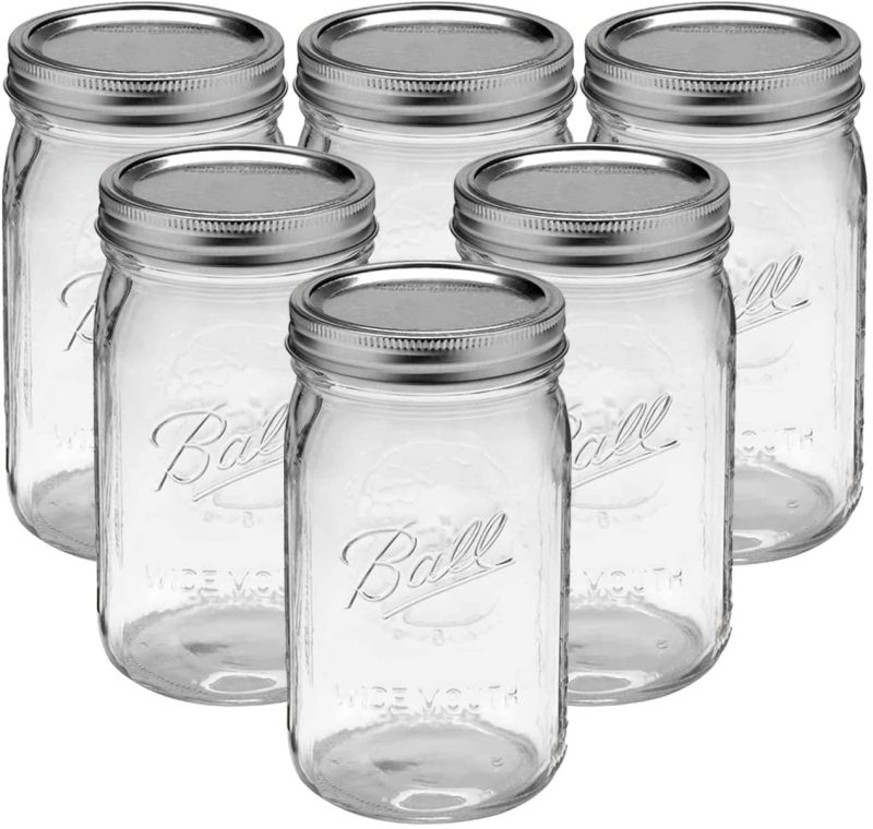 Kitchen & Dining |  Bedoo Wide Mouth Mason Jars 32 Oz With Lids And Bands 6 Pack, Quart Mason Jars With Airtight Lids , Clear Glass Mason Jars (Set Of 6) (Wide Mouth) Cookware Bedoo