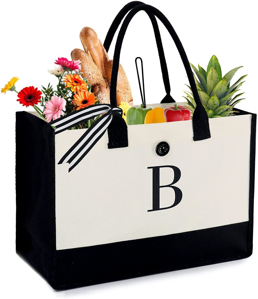 Kitchen & Dining |  Beegreen Monogram Gift For Gift Tote Bag 13Oz Canvas With Zipper Pocket Home Decor & Cleaning A