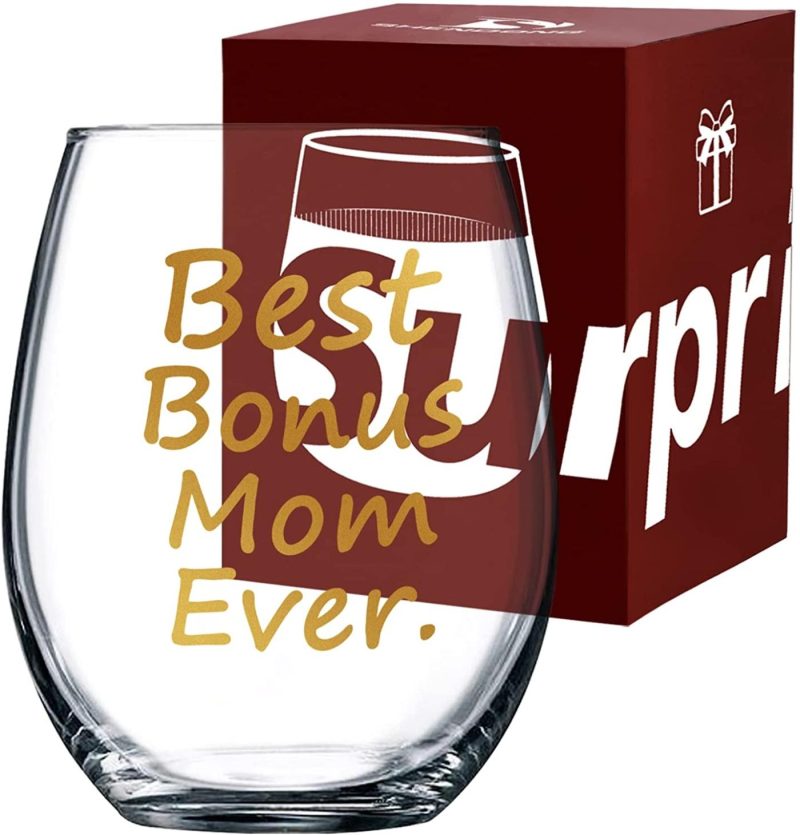 Kitchen & Dining |  Best Bonus Mom Ever Wine Glass Bonus Mom Gifts Bonus Mom Wine Glass Birthday Mothers Day Christmas Gifts For Mom From Daughter Wine Kids Son With Gift Box Thicken 15 Ounce Bar Tools & Drinkware Bar Tools & Drinkware