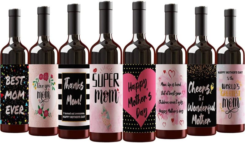 Kitchen & Dining |  Best Mom Ever – Mother’s Day Gift For, Hysterical Present, Waterproof Wine Bottle Label Stickers, Set Of 8 (Wine Not Included) Home Brewing & Wine Making Home Brewing & Wine Making