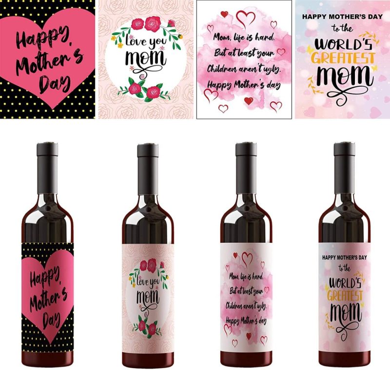 Kitchen & Dining |  Best Mom Ever – Mother’s Day Gift For, Hysterical Present, Waterproof Wine Bottle Label Stickers, Set Of 8 (Wine Not Included) Home Brewing & Wine Making Home Brewing & Wine Making