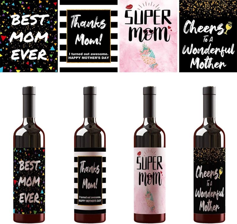 Kitchen & Dining |  Best Mom Ever – Mother’s Day Gift For, Hysterical Present, Waterproof Wine Bottle Label Stickers, Set Of 8 (Wine Not Included) Home Brewing & Wine Making Home Brewing & Wine Making