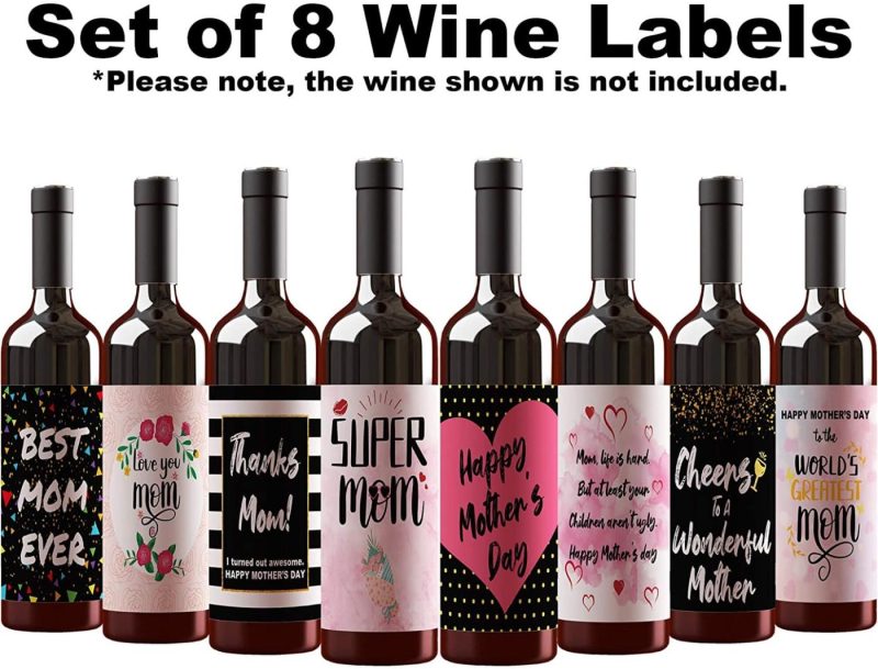 Kitchen & Dining |  Best Mom Ever – Mother’s Day Gift For, Hysterical Present, Waterproof Wine Bottle Label Stickers, Set Of 8 (Wine Not Included) Home Brewing & Wine Making Home Brewing & Wine Making