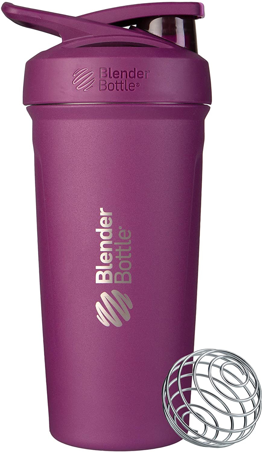 Kitchen & Dining |  Blenderbottle Strada Shaker Cup Insulated Stainless Steel Water Bottle With Wire Whisk, 24-Ounce, Plum Home Decor & Cleaning BlenderBottle