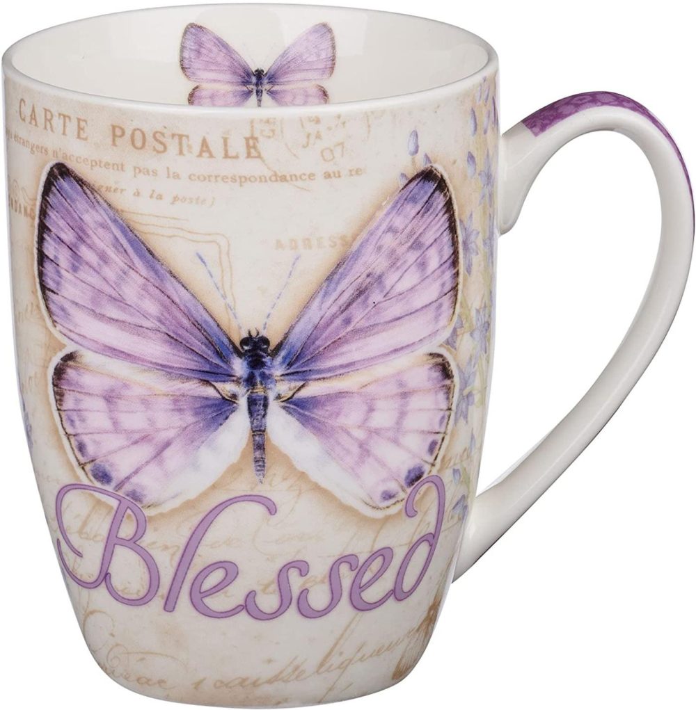 Kitchen & Dining |  Blessed Butterfly Mug – Botanic Purple Butterfly Coffee Mug W/Jeremiah 17:7, Bible Verse Mug For And Men – Inspirational Coffee Cup And Christian Gifts (12-Ounce Ceramic Cup) Dining & Entertaining Believe