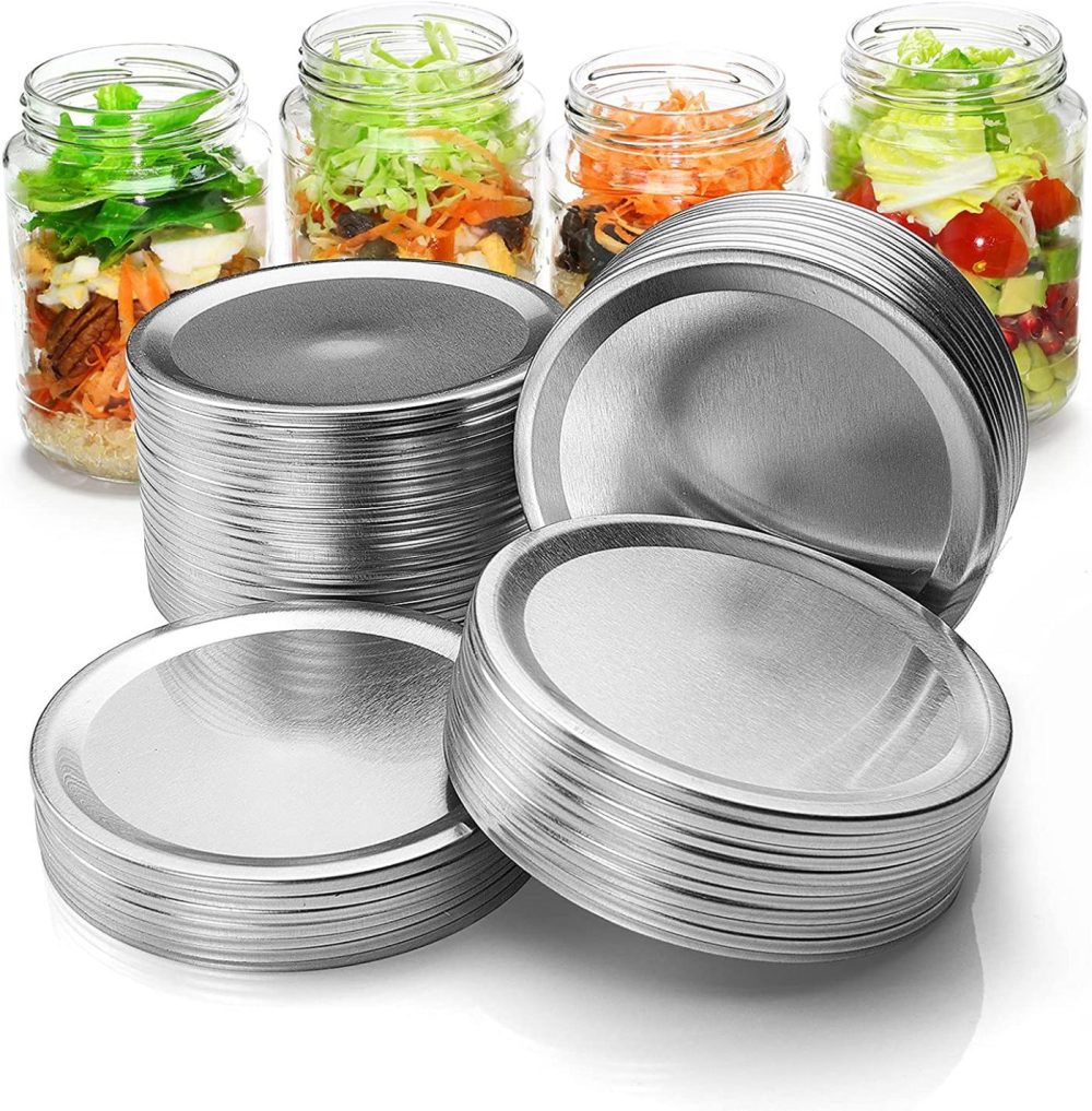 Kitchen & Dining |  Blisset Canning Lids Regular Mouth, Tinplate Secure Canning Caps, Food-Grade Silicone Ring Good Sealing Performance- Airtight And Leak Proof For Mason Jars(100 Pcs） Cookware Blisset