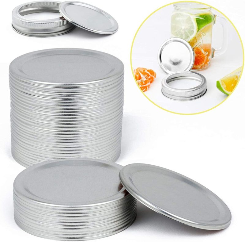 Kitchen & Dining |  Blisset Canning Lids Regular Mouth, Tinplate Secure Canning Caps, Food-Grade Silicone Ring Good Sealing Performance- Airtight And Leak Proof For Mason Jars(100 Pcs） Cookware Blisset