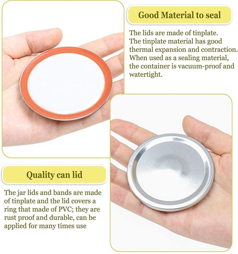 Kitchen & Dining |  Blisset Canning Lids Regular Mouth, Tinplate Secure Canning Caps, Food-Grade Silicone Ring Good Sealing Performance- Airtight And Leak Proof For Mason Jars(100 Pcs） Cookware Blisset