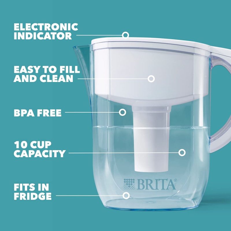 Kitchen & Dining |  Brita Standard Everyday Water Filter Pitcher, White, Large 10 Cup, 1 Count Home Decor & Cleaning Brita