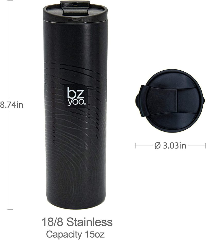 Kitchen & Dining |  Bzyoo Brew 18/8 Stainless Vacuum Drinking Bpa-Free 16Oz Coffee Mug Water Thermal Bottle With Leak Proof Design For Hike Camping Holiday New Year Gifts Wellness (Organica, Black) Home Decor & Cleaning bzyoo