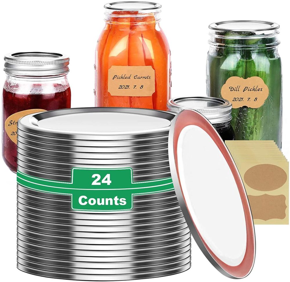 Kitchen & Dining |  Canning Lids Regular, 24-Count Bulk Ball Canning Jar Lids For Ball Kerr Regular Small Mouth Mason Jars – Split-Type Metal Mason Jar Lids For Canning – Food Grade Material (70Mm, Silver, 24Pcs Label ) Cookware Cookware