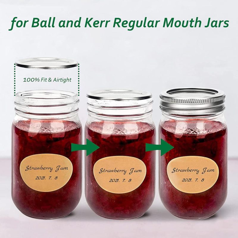 Kitchen & Dining |  Canning Lids Wide Mouth, 24-Count Bulk Ball Canning Jar Lids For Ball Kerr Large Wide Mouth Mason Jars – Split-Type Metal Wide Mouth Mason Jar Lids – Food Grade Material (86Mm, Silver, 24Pcs Label ) Cookware Cookware