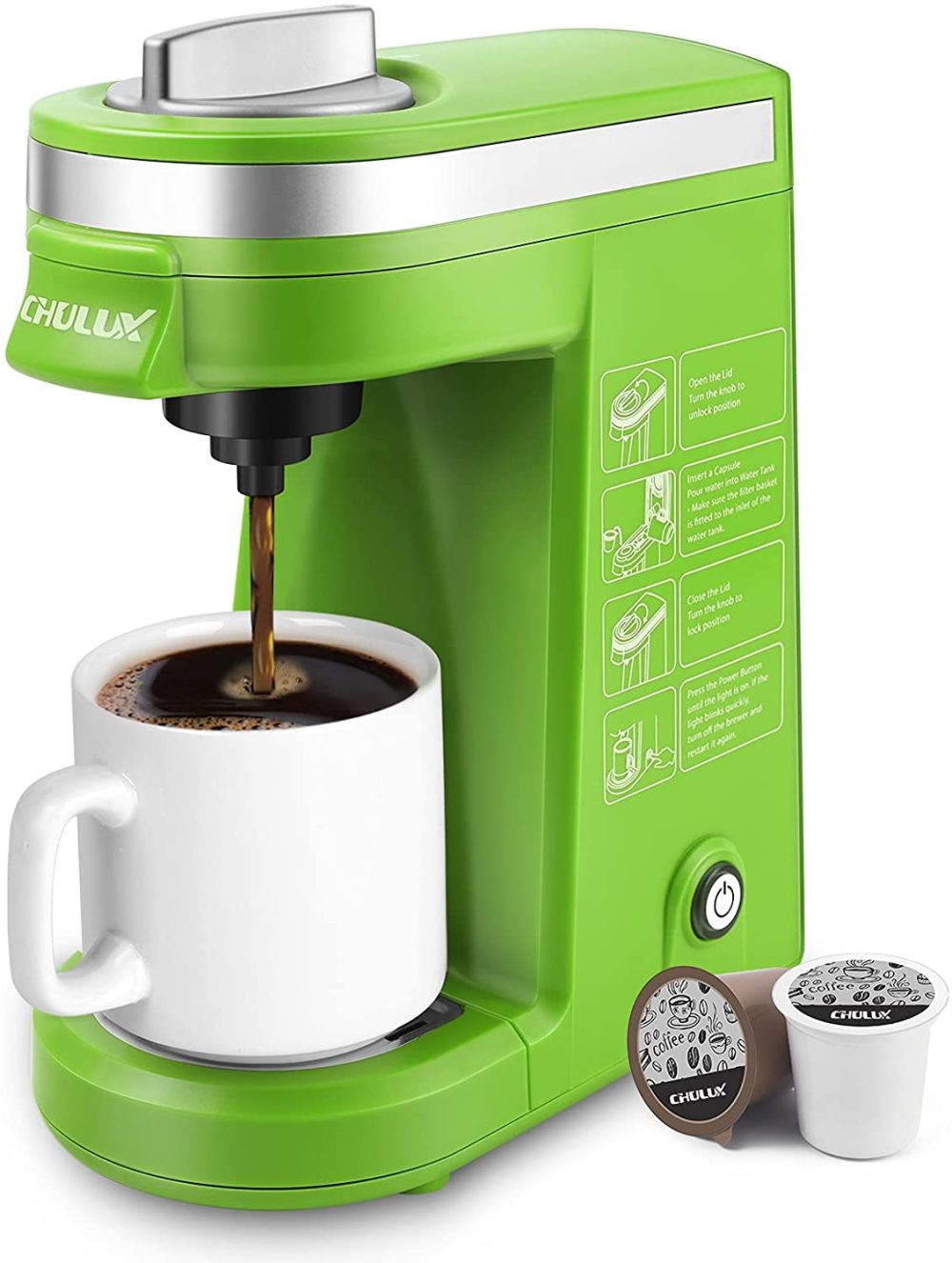 Kitchen & Dining |  Chulux Single Serve Coffee Maker With Removable Drip Tray,Green Coffee, Tea & Espresso Appliances CHULUX