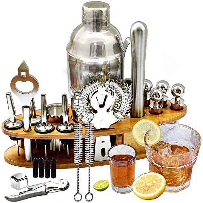 Kitchen & Dining |  Cocktail Shaker Set With Stand, 24 Pcs 750Ml Stainless Steel Cocktail Bartender Kit Dining & Entertaining AYAOQIANG