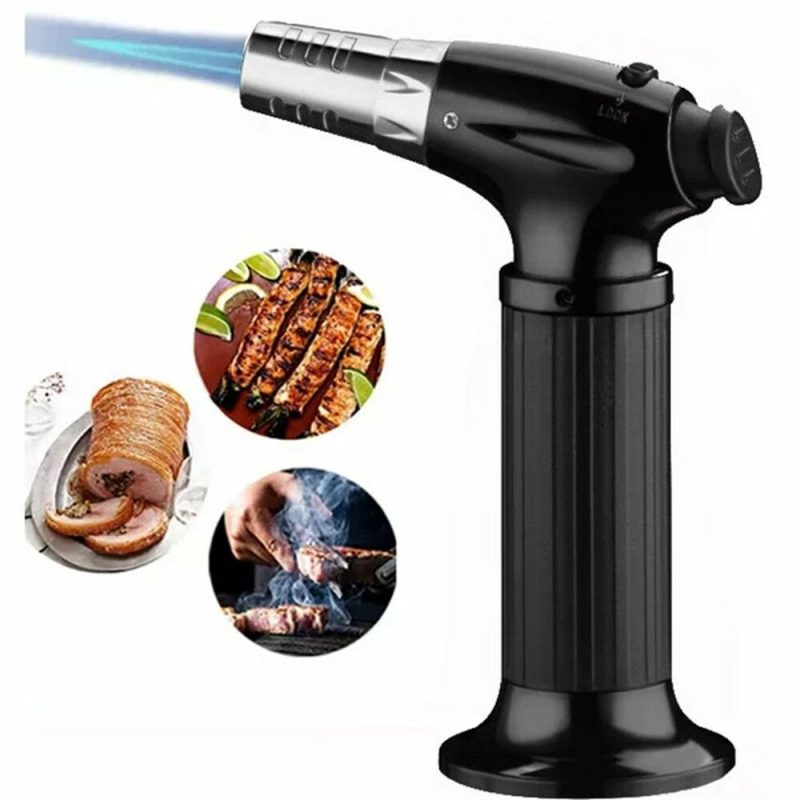 Kitchen & Dining |  Culinary Butane Torch Blow Torch Lighter,Refillable Cooking Kitchen Torch With Safety Lock Adjustable Flame  (Butane Gas Not Included) Home Decor & Cleaning black