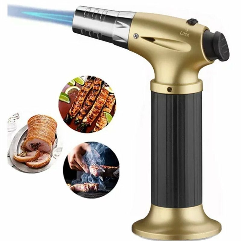 Kitchen & Dining |  Culinary Butane Torch Blow Torch Lighter,Refillable Cooking Kitchen Torch With Safety Lock Adjustable Flame  (Butane Gas Not Included) Home Decor & Cleaning black