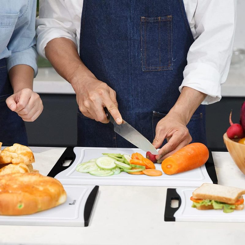 Kitchen & Dining |  Cutting Boards For Kitchen, Extra Large Plastic Cutting Board Dishwasher Chopping Board Set Of 3 With Juice Grooves, Easy Grip Handle, Blue, Kikcoin Cutlery & Knife Accessories Blue