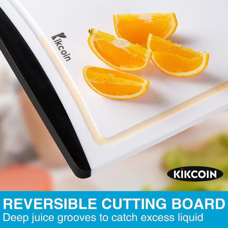 Kitchen & Dining |  Cutting Boards For Kitchen, Extra Large Plastic Cutting Board Dishwasher Chopping Board Set Of 3 With Juice Grooves, Easy Grip Handle, Grey, Kikcoin Cutlery & Knife Accessories Cutlery & Knife Accessories