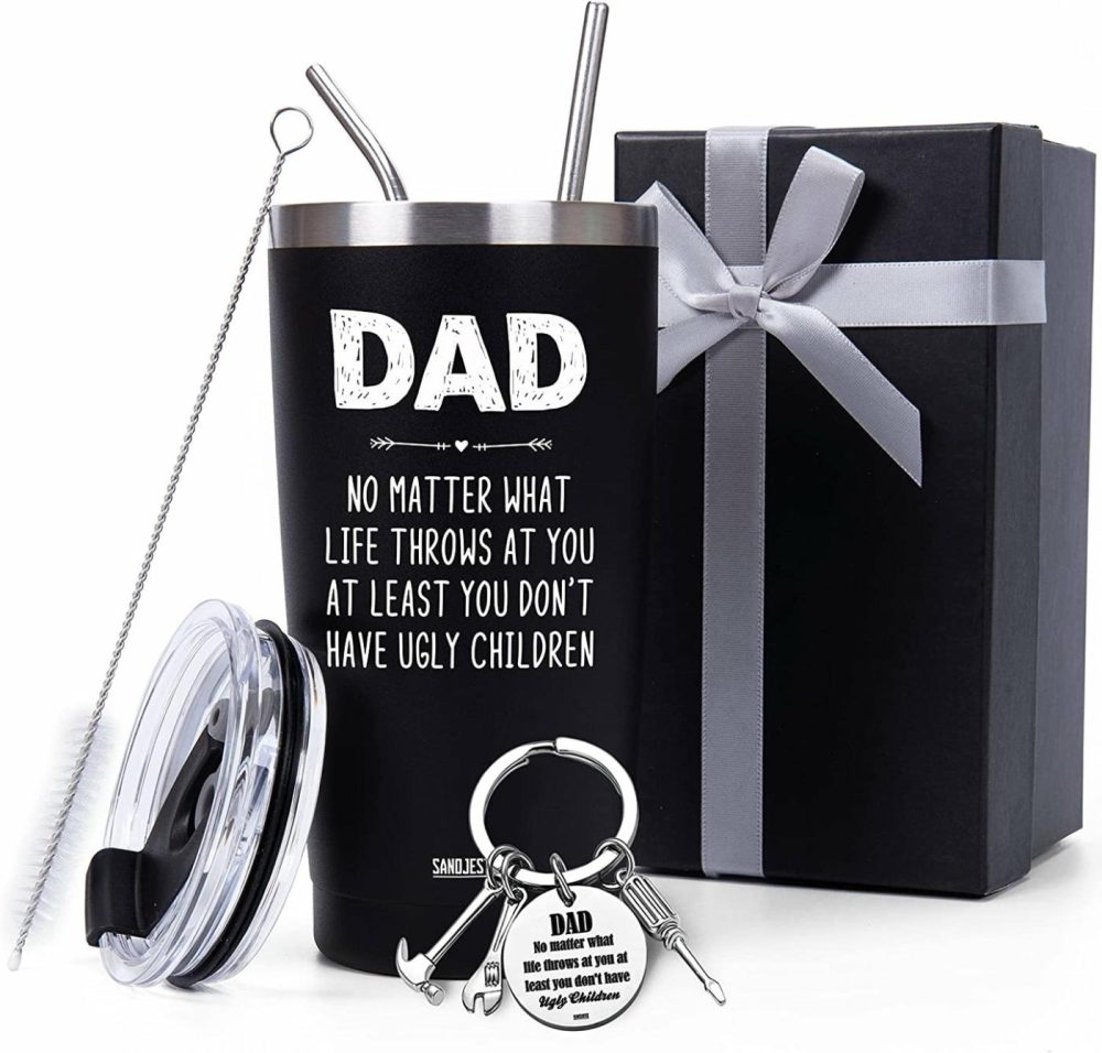 Kitchen & Dining |  Dad Tumbler Gifts For Dad From Daughter Son – 20Oz Stainless Steel Double-Walled Insulated No Matter What Ugly Children Travel Mug Christmas, Birthday, Father’s Day Gift Set With Lid & Straw Bar Tools & Drinkware Bar Tools & Drinkware