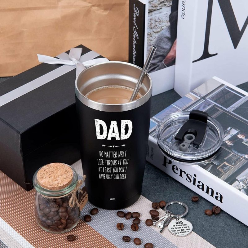 Kitchen & Dining |  Dad Tumbler Gifts For Dad From Daughter Son – 20Oz Stainless Steel Double-Walled Insulated No Matter What Ugly Children Travel Mug Christmas, Birthday, Father’s Day Gift Set With Lid & Straw Bar Tools & Drinkware Bar Tools & Drinkware