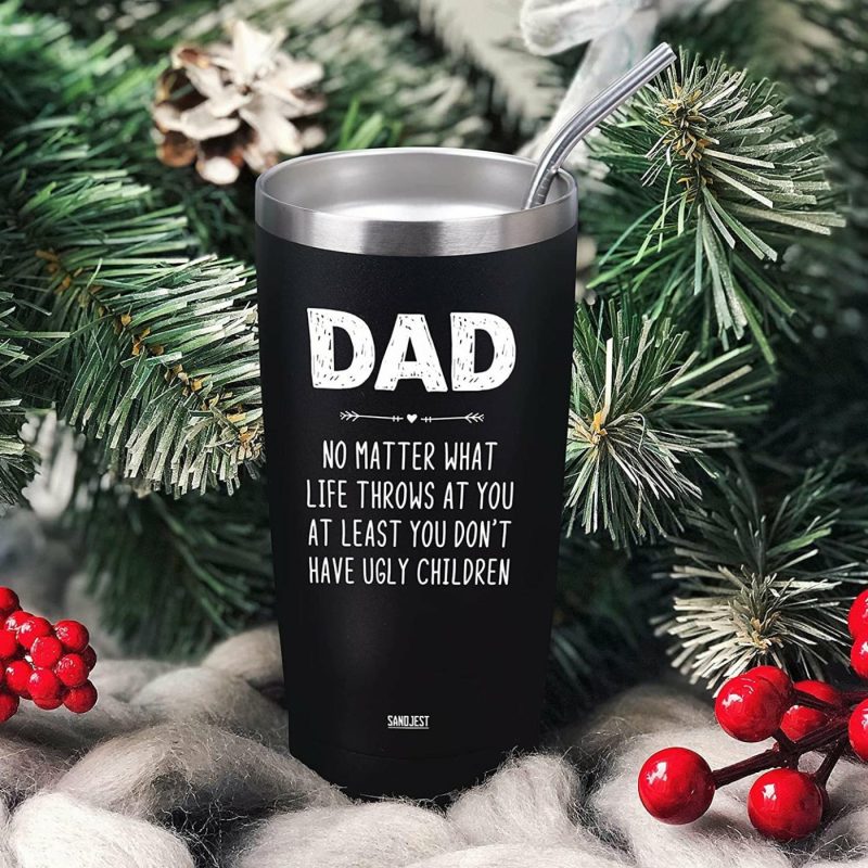 Kitchen & Dining |  Dad Tumbler Gifts For Dad From Daughter Son – 20Oz Stainless Steel Double-Walled Insulated No Matter What Ugly Children Travel Mug Christmas, Birthday, Father’s Day Gift Set With Lid & Straw Bar Tools & Drinkware Bar Tools & Drinkware