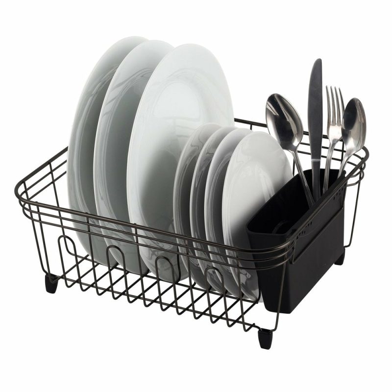 Kitchen & Dining |  Deluxe Small Dish Drainer, Black Chrome Home Decor & Cleaning Kitchen & Dining