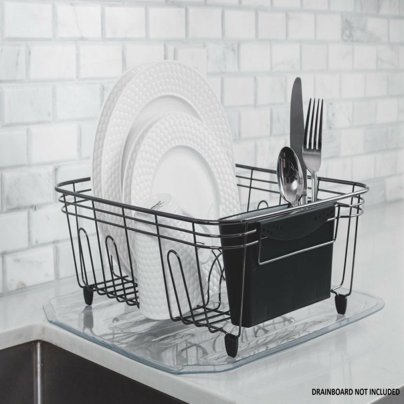 Kitchen & Dining |  Deluxe Small Dish Drainer, Black Chrome Home Decor & Cleaning Kitchen & Dining