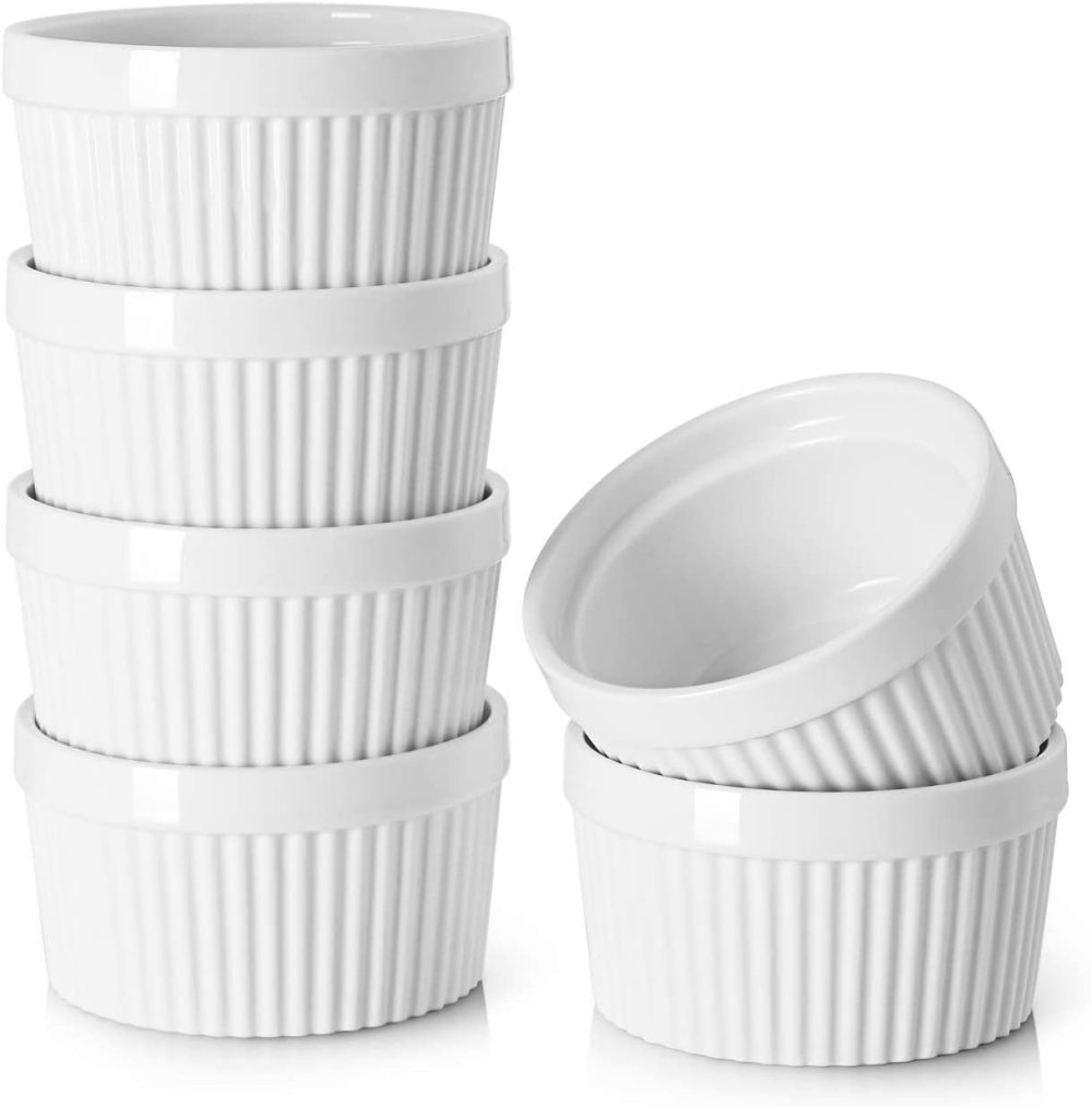 Kitchen & Dining |  Dowan 8 Oz Ramekins – Ramekins For Creme Brulee Porcelain Ramekins Oven Safe, Classic Style Ramekins For Baking Souffle Ramekins Bowls, Set Of 6, White Bakeware Bakeware