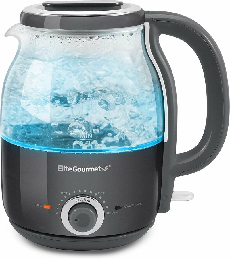 Kitchen & Dining |  Electric 1.0L Bpa-Free Glass Kettle Cordless 360° Base, Stylish Blue Led Interior, Handy Auto Shut-Off Function – Quickly Boil Water For Tea & More Coffee, Tea & Espresso Appliances black