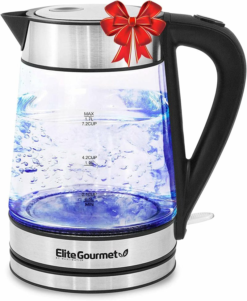 Kitchen & Dining |  Electric 1.0L Bpa-Free Glass Kettle Cordless 360° Base, Stylish Blue Led Interior, Handy Auto Shut-Off Function – Quickly Boil Water For Tea & More Coffee, Tea & Espresso Appliances black