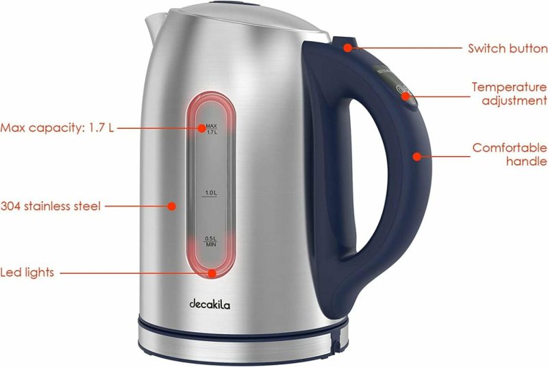 Kitchen & Dining |  Electric Kettle For Boiling Water, Tea Kettle With 5 Temperature Settings,1.7L Electric Tea Kettle Temperature Control With Auto-Shutoff And Boil-Dry, Stainless Steel, 1100W Coffee, Tea & Espresso Appliances Coffee, Tea & Espresso Appliances