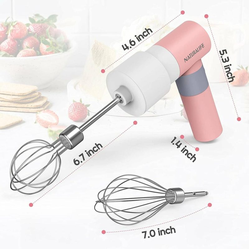 Kitchen & Dining |  Electric Whisk, Small Hand Mixer Kitchen Egg Beater Stirrer With 2 Speeds 2 Whisks Usb Rechargeable, Pink Home Decor & Cleaning Guardloop