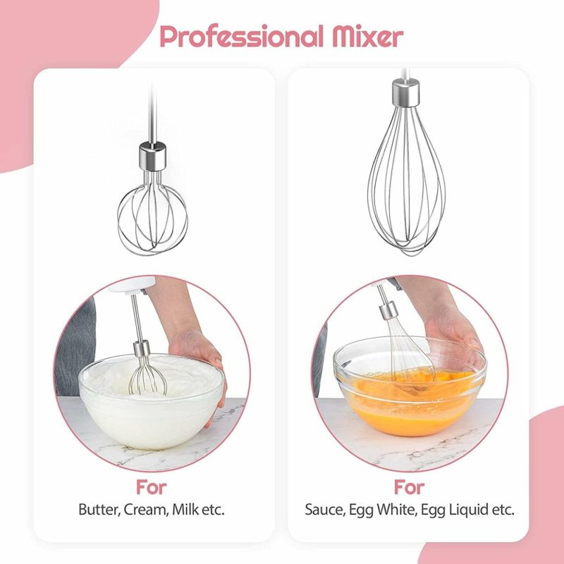 Kitchen & Dining |  Electric Whisk, Small Hand Mixer Kitchen Egg Beater Stirrer With 2 Speeds 2 Whisks Usb Rechargeable, Pink Home Decor & Cleaning Guardloop