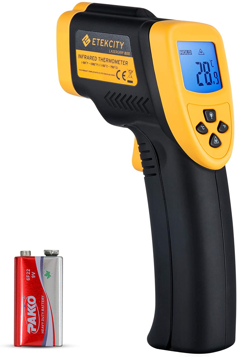 Kitchen & Dining |  Etekcity Infrared Thermometer 800 (Not For Human) Non-Contact Digital Temperature Gun,16:1 Dts Ratio, 58℉ To 1382℉(-50℃ To 750℃), Yellow And Black Home Brewing & Wine Making Etekcity