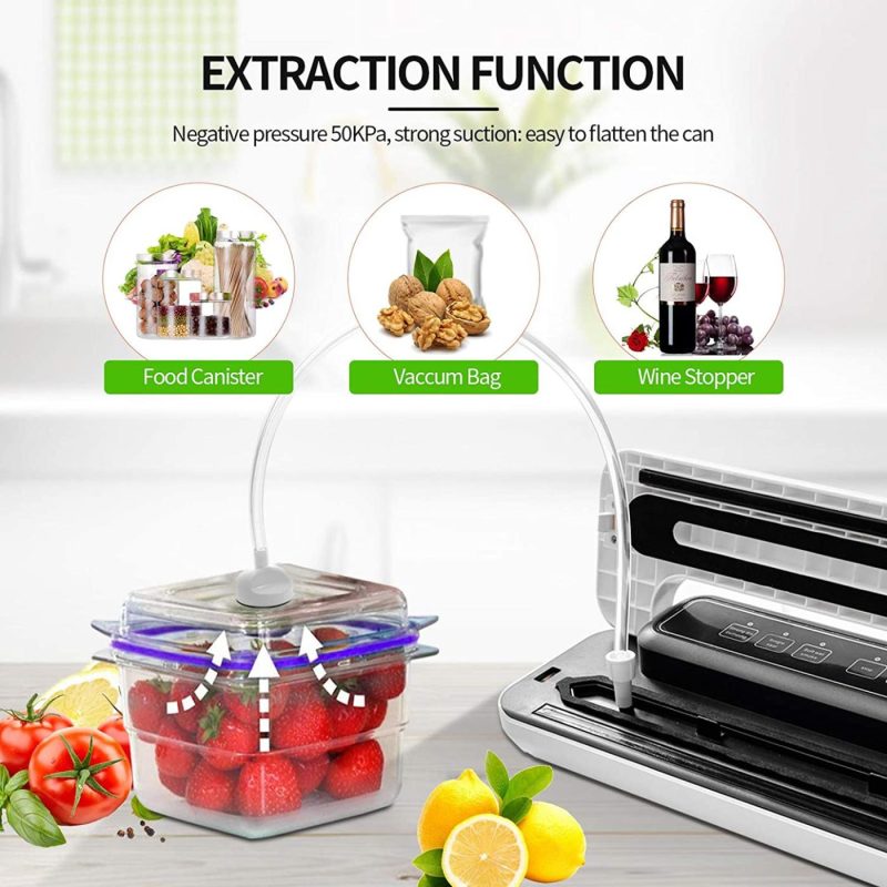 Kitchen & Dining |  Food Saver Vacuum Sealer Packing Machines For Sous Vide Food And Meat Preservation Freshness Automatic Vacuum Air Sealing System With Dry And Wet Modes,Led Indicator Lights,External Pumping,Accessory Hose Home Decor & Cleaning Kitchen & Dining