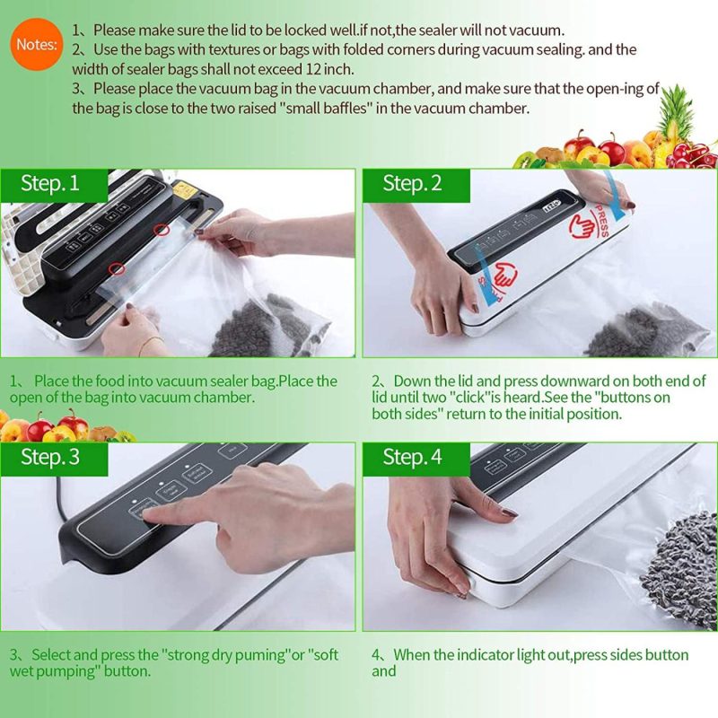 Kitchen & Dining |  Food Saver Vacuum Sealer Packing Machines For Sous Vide Food And Meat Preservation Freshness Automatic Vacuum Air Sealing System With Dry And Wet Modes,Led Indicator Lights,External Pumping,Accessory Hose Home Decor & Cleaning Kitchen & Dining