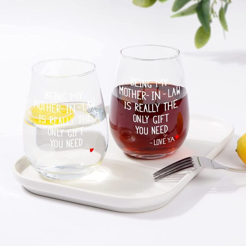 Kitchen & Dining |  Futtumy Mother In Law Gifts, Mother-In-Law Stemless Wine Glass 15Oz, Mother’s Day Gift Birthday Gift Christmas Gift For Mother In Law From Daughter In Law Son In Law Bar Tools & Drinkware Bar Tools & Drinkware