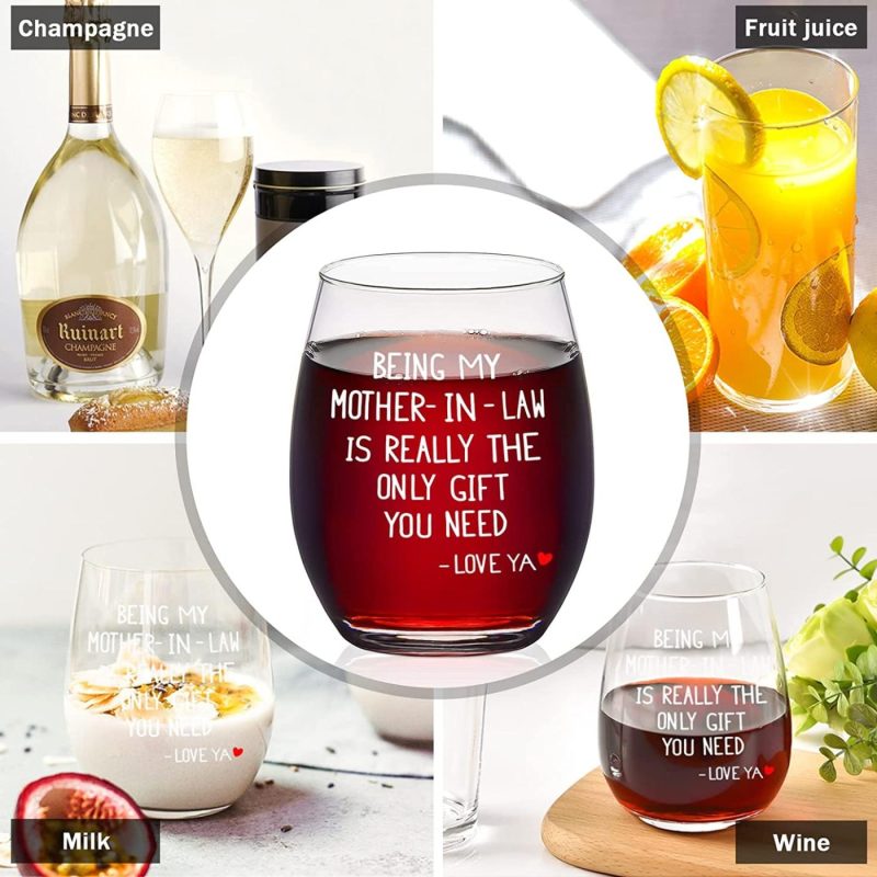 Kitchen & Dining |  Futtumy Mother In Law Gifts, Mother-In-Law Stemless Wine Glass 15Oz, Mother’s Day Gift Birthday Gift Christmas Gift For Mother In Law From Daughter In Law Son In Law Bar Tools & Drinkware Bar Tools & Drinkware