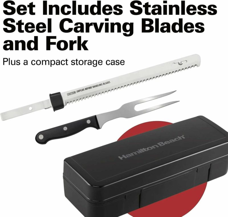 Kitchen & Dining |  Hamilton Beach Set Electric Carving Knife For Meats, Poultry, Bread, Crafting Foam And More, Storage Case And Serving Fork Included Home Decor & Cleaning Electric Carving Knife