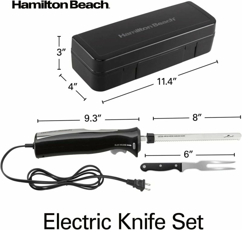 Kitchen & Dining |  Hamilton Beach Set Electric Carving Knife For Meats, Poultry, Bread, Crafting Foam And More, Storage Case And Serving Fork Included Home Decor & Cleaning Electric Carving Knife