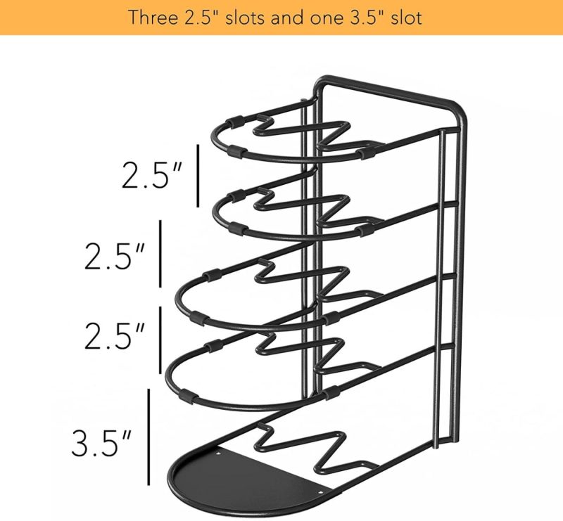 Kitchen & Dining |  Heavy Duty Pan Organizer Rack For Cabinet, Pot Lid Holder, Kitchen Organization & Storage For Cast Iron Skillet, Bakeware, Cutting Board – No Assembly Required Home Decor & Cleaning black