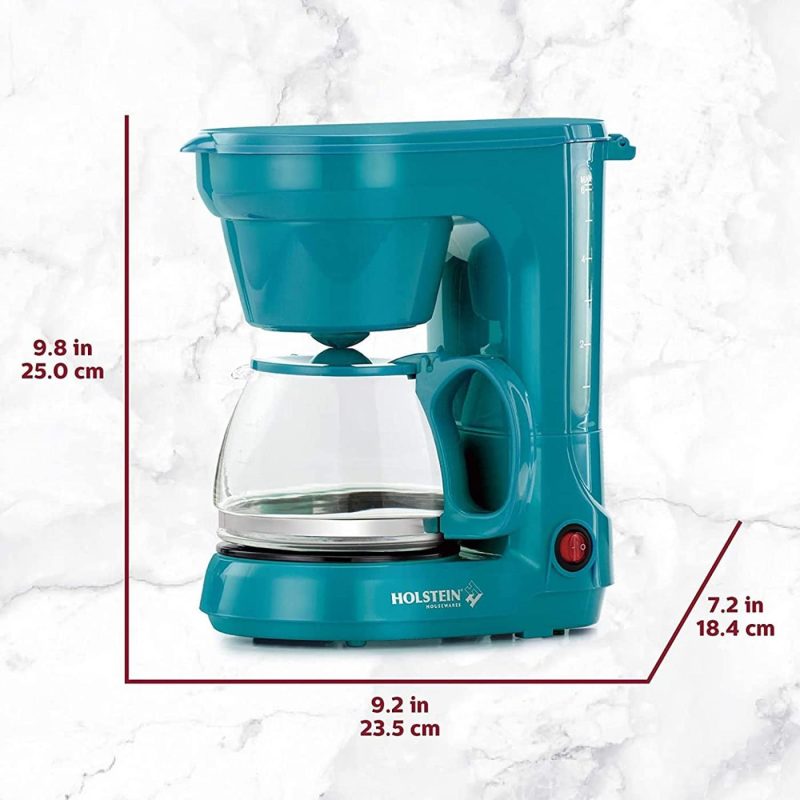 Kitchen & Dining |  Holstein Housewares – 5-Cup Compact Coffee Maker, Teal – Convenient And User Friendly With Auto Pause And Serve Functions,Hh-0914701E Coffee, Tea & Espresso Appliances Coffee, Tea & Espresso Appliances