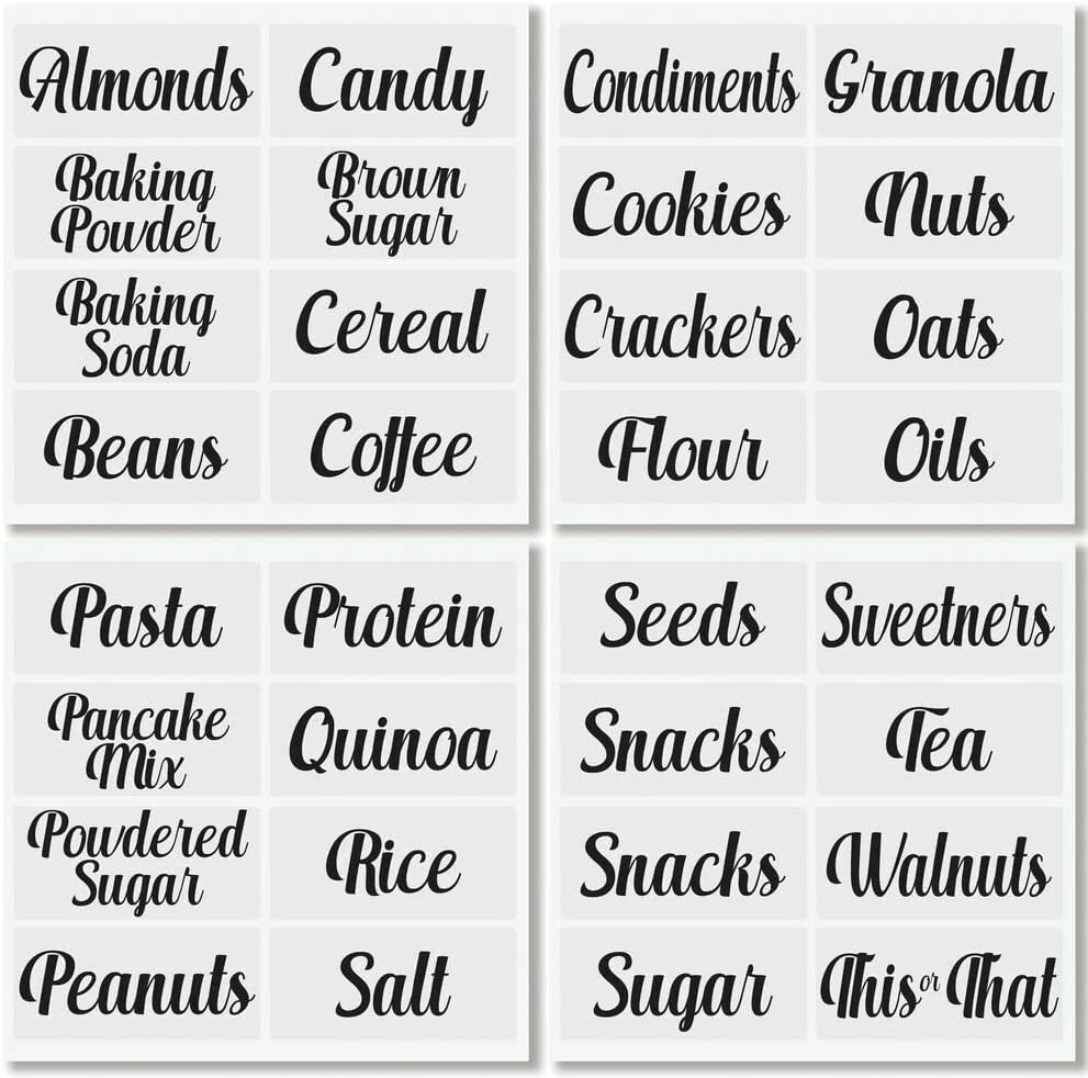 Kitchen & Dining |  Home Organization Labels – Preprinted Label Stickers For Kitchen Pantry Storage And Cleaning – Household Organizing For Jars, Canisters, Containers, Boxes, Or Bins – 32 Count – Clear/Black Home Decor & Cleaning Kitchen & Dining