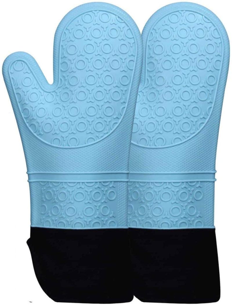 Kitchen & Dining |  Homwe Extra Long Professional Silicone Oven Mitt, Oven Mitts With Quilted Liner, Heat Resistant Pot Holders, Flexible Oven Gloves Home Decor & Cleaning Aqua