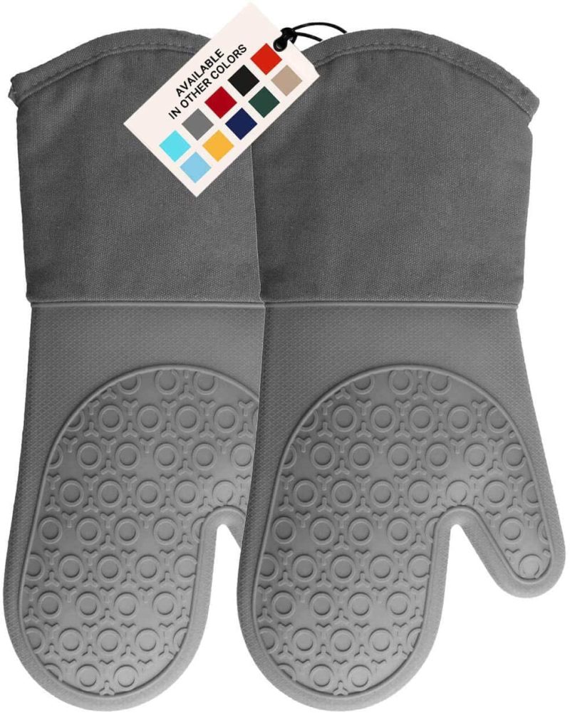 Kitchen & Dining |  Homwe Extra Long Professional Silicone Oven Mitt, Oven Mitts With Quilted Liner, Heat Resistant Pot Holders, Flexible Oven Gloves Home Decor & Cleaning Aqua