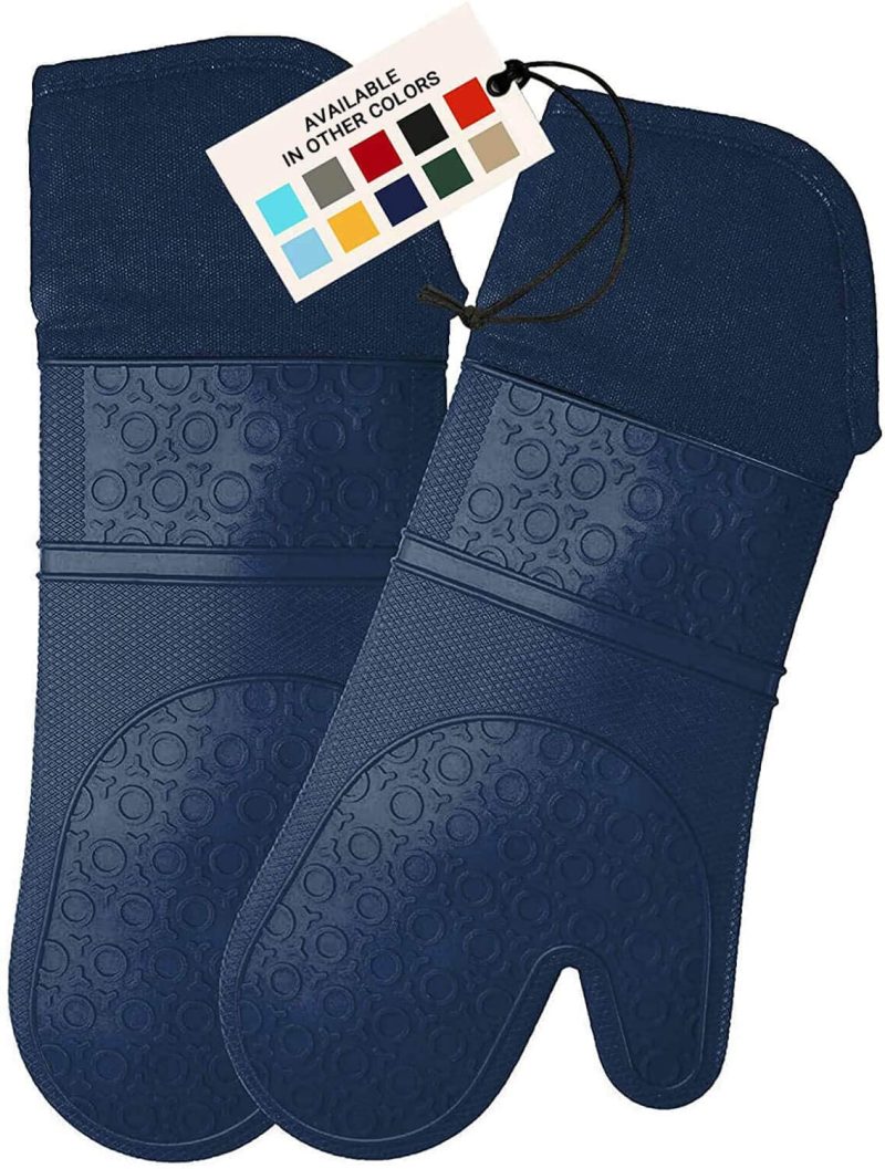 Kitchen & Dining |  Homwe Extra Long Professional Silicone Oven Mitt, Oven Mitts With Quilted Liner, Heat Resistant Pot Holders, Flexible Oven Gloves Home Decor & Cleaning Aqua