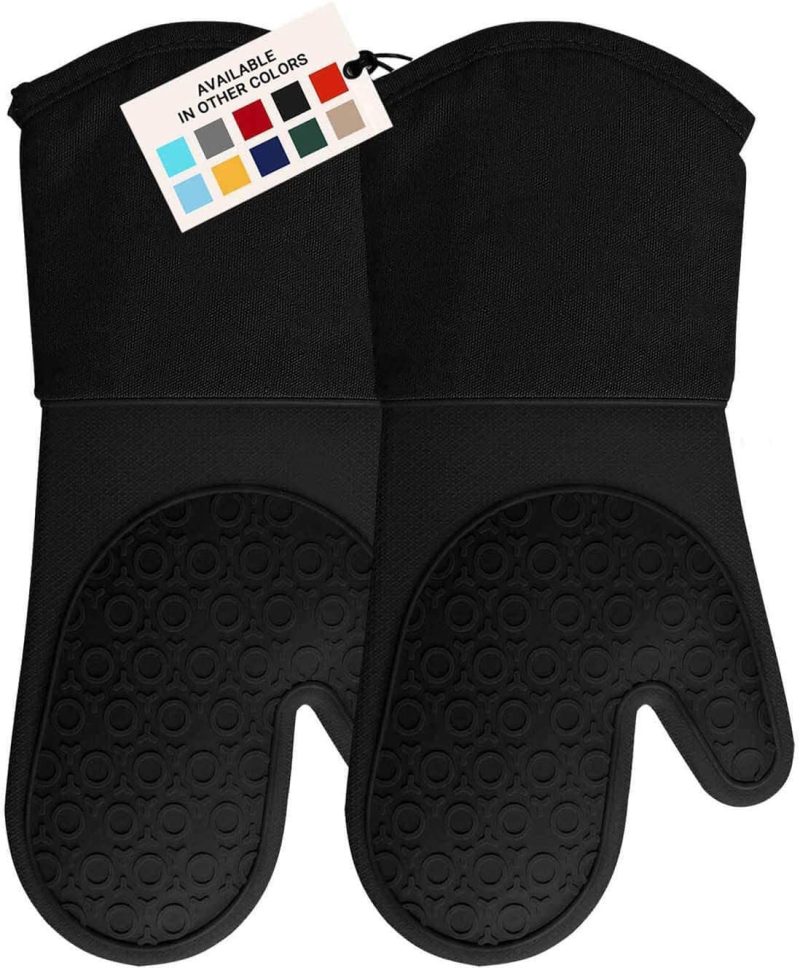 Kitchen & Dining |  Homwe Extra Long Professional Silicone Oven Mitt, Oven Mitts With Quilted Liner, Heat Resistant Pot Holders, Flexible Oven Gloves Home Decor & Cleaning Aqua